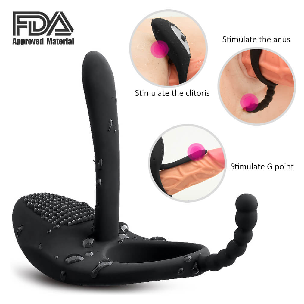 7 Kinds Vibrating Modes Penis Ring Anus Pussy Vibrator Toy For Men - Adult Toys