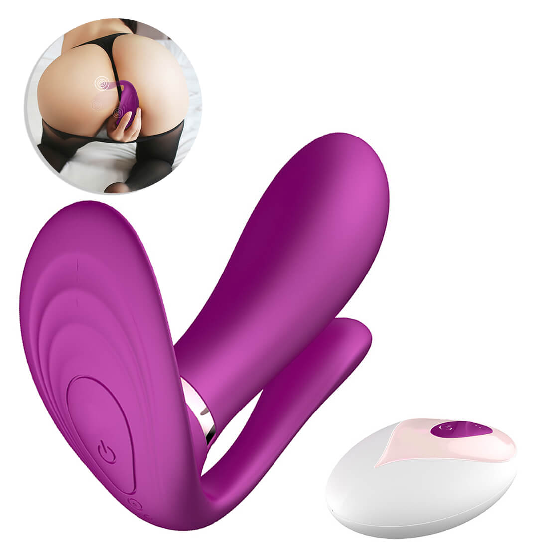 Silicone Heating G-spot Clitoris Stimulator Remote Control Vibrator - Adult Toys