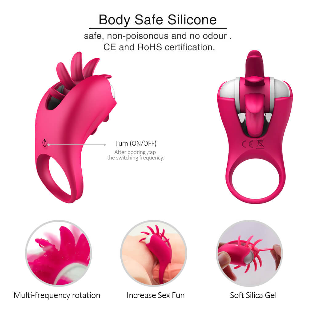 Multiple Vibration Rotation Penis Ring Prolong Ejaculation Sex Toy - Adult Toys