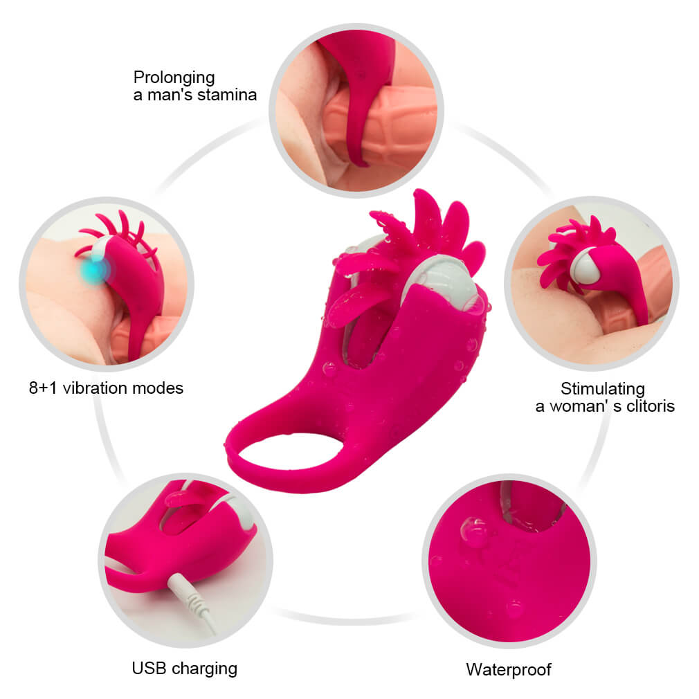 Multiple Vibration Rotation Penis Ring Prolong Ejaculation Sex Toy - Adult Toys