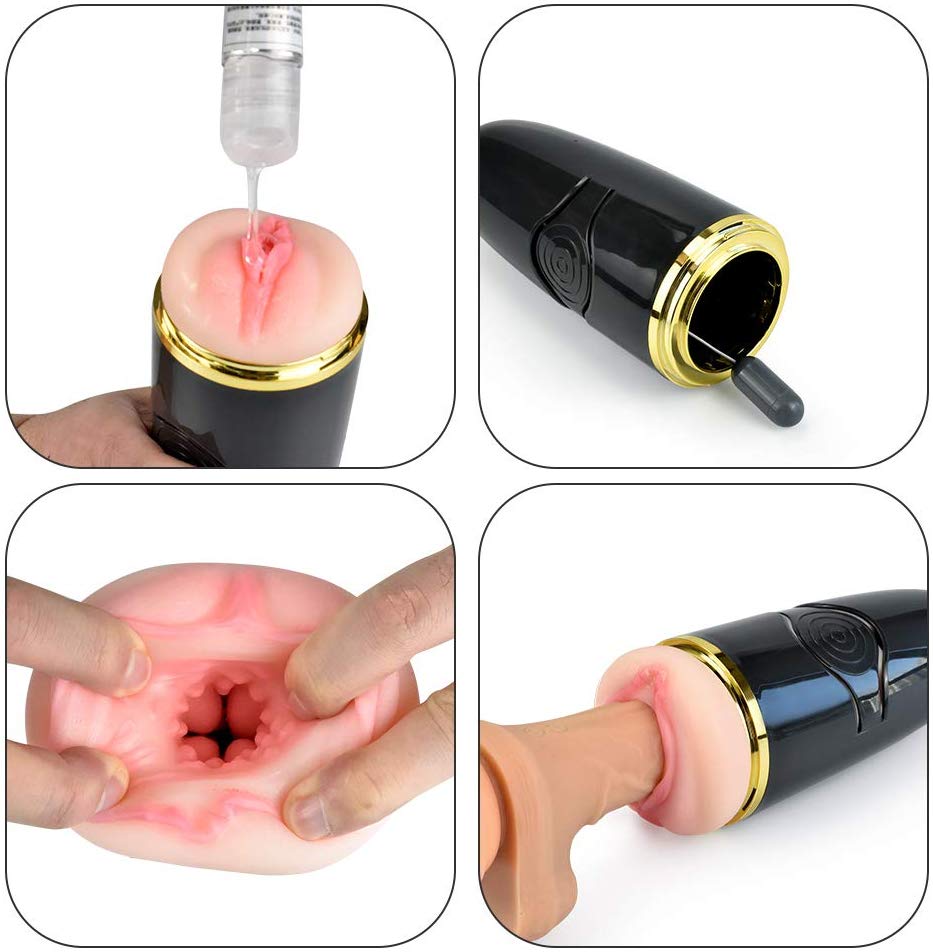 Detachable Pocket Pussy Sex Toy Vibrating Male Masturbator Cup - Adult Toys