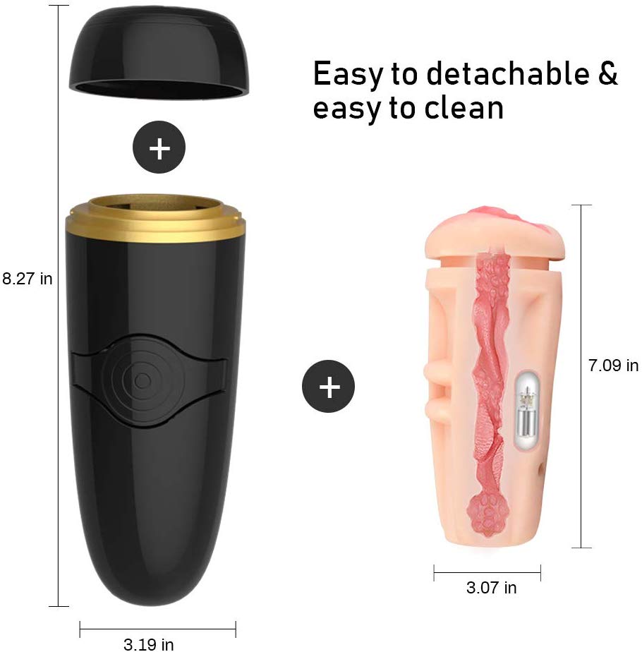 Detachable Pocket Pussy Sex Toy Vibrating Male Masturbator Cup - Adult Toys