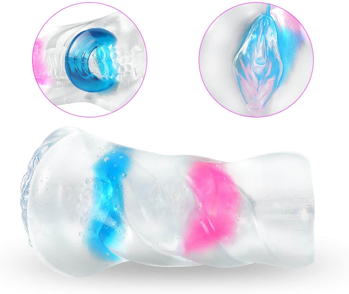 Portable Transparent Jelly Crystal Pocket Pussy With Cock Rings Best Sex Toys