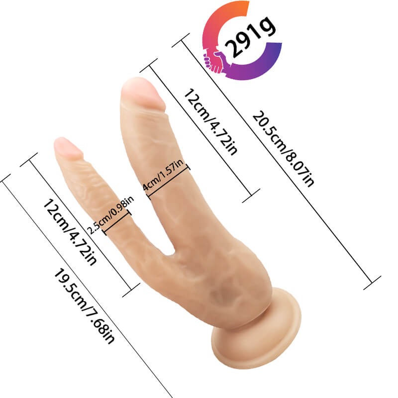 8.07in Flesh Colored Dildo Double Skeleton Dildo For Lesbian weadultshop