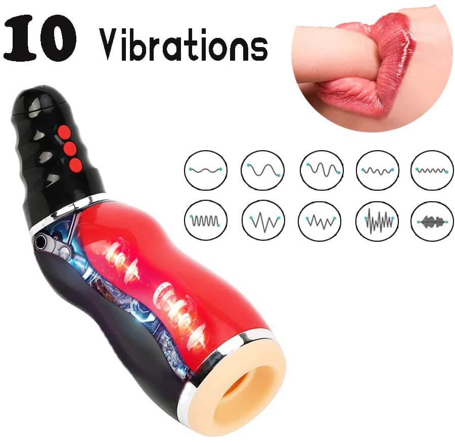 Male Masturbator 5 Clamping 10 Vibrating Various Women Moans Stroker Best Sex Toys