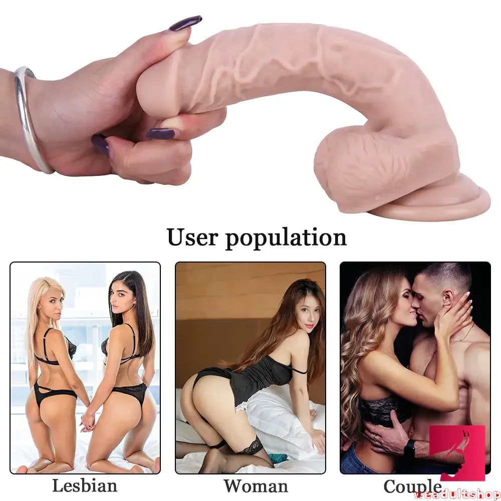7.87in Realistic Feeling Dildo For Women Men Sex Orgasm Toy