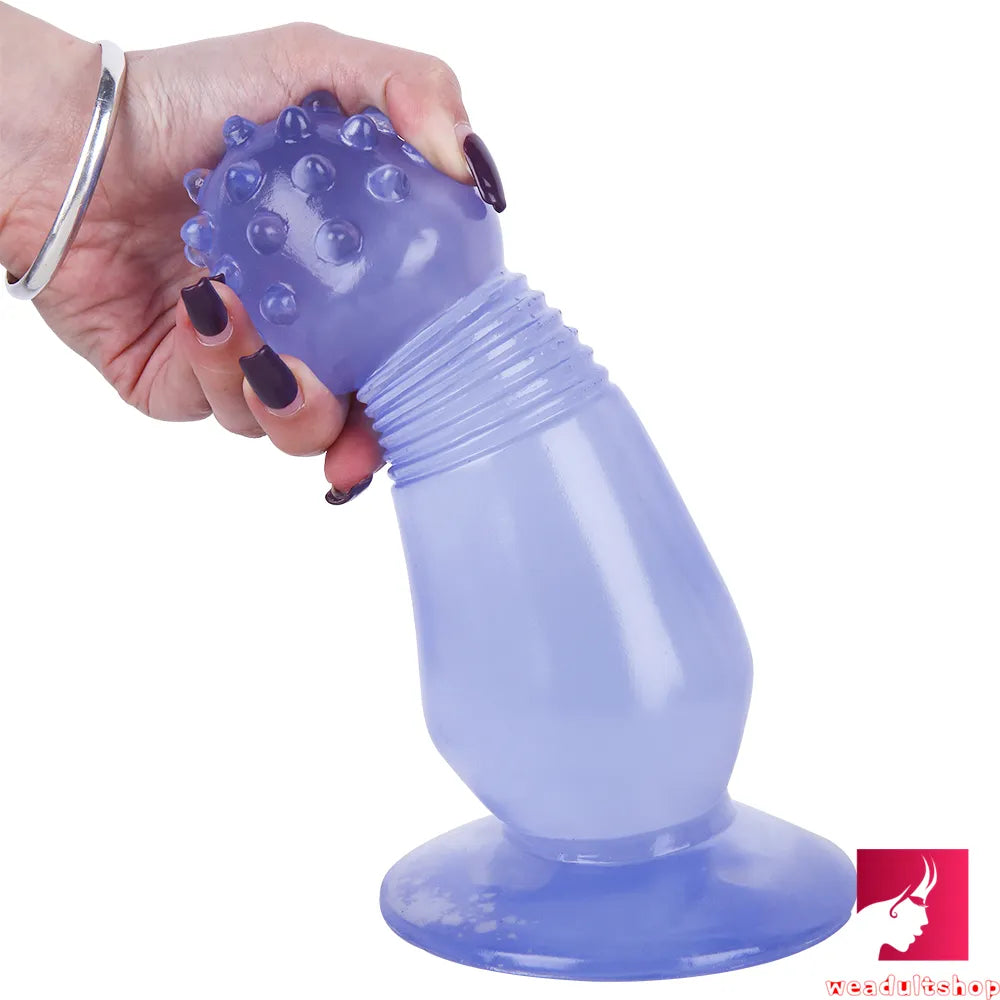 7.87in Black Women Anal Spiked Dildo SM Butt Plug With Thorn