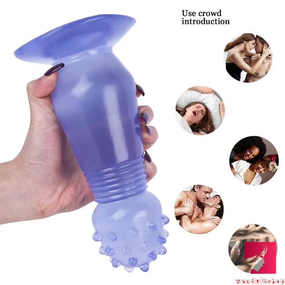 7.87in Black Women Anal Spiked Dildo SM Butt Plug With Thorn