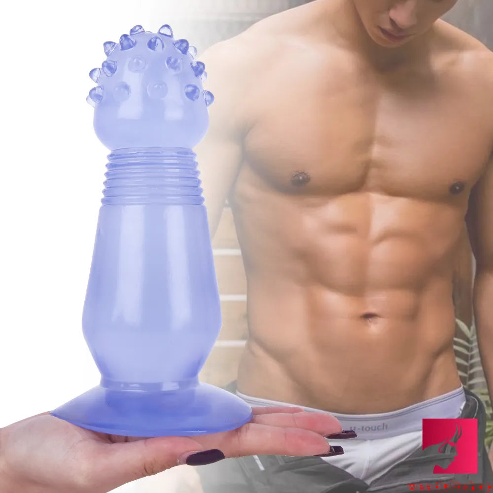 7.87in Black Women Anal Spiked Dildo SM Butt Plug With Thorn