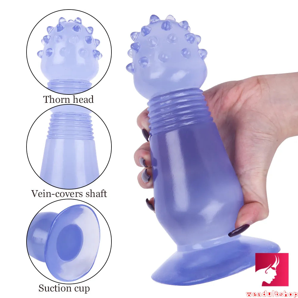 7.87in Black Women Anal Spiked Dildo SM Butt Plug With Thorn