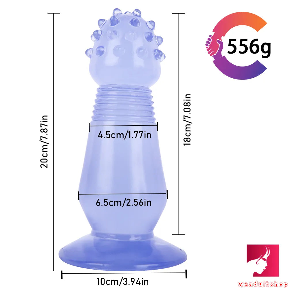 7.87in Black Women Anal Spiked Dildo SM Butt Plug With Thorn