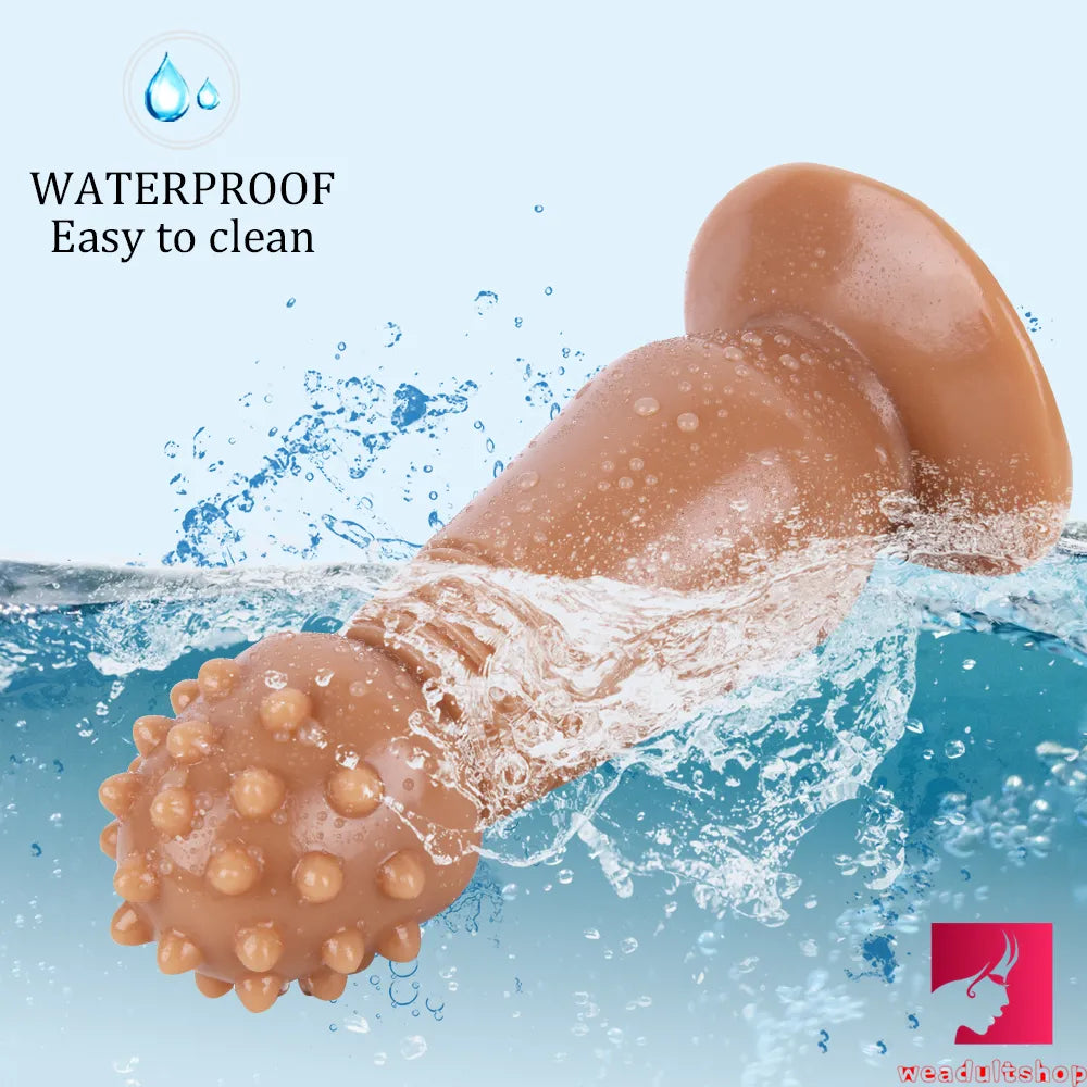 7.87in Black Women Anal Spiked Dildo SM Butt Plug With Thorn