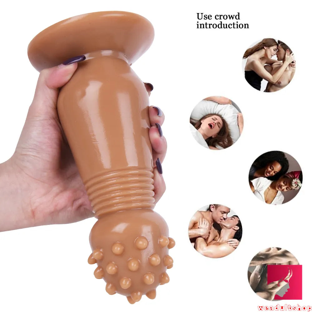 7.87in Black Women Anal Spiked Dildo SM Butt Plug With Thorn