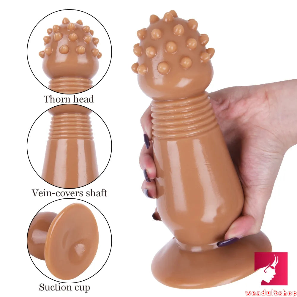 7.87in Black Women Anal Spiked Dildo SM Butt Plug With Thorn