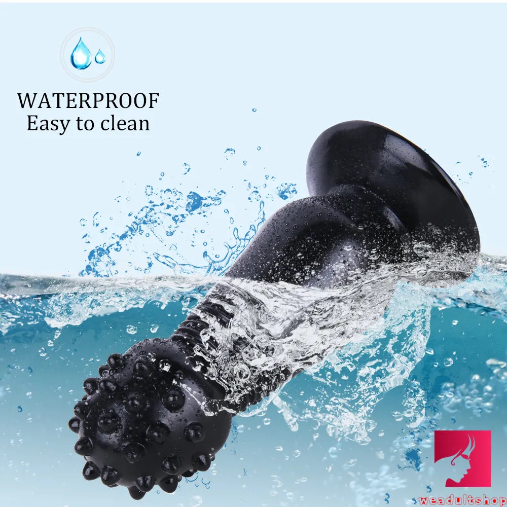 7.87in Black Women Anal Spiked Dildo SM Butt Plug With Thorn