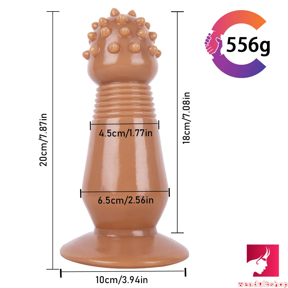 7.87in Black Women Anal Spiked Dildo SM Butt Plug With Thorn