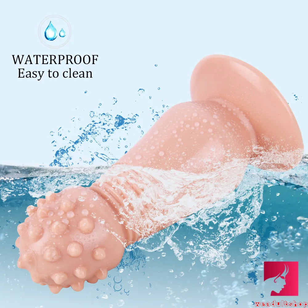 7.87in Black Women Anal Spiked Dildo SM Butt Plug With Thorn