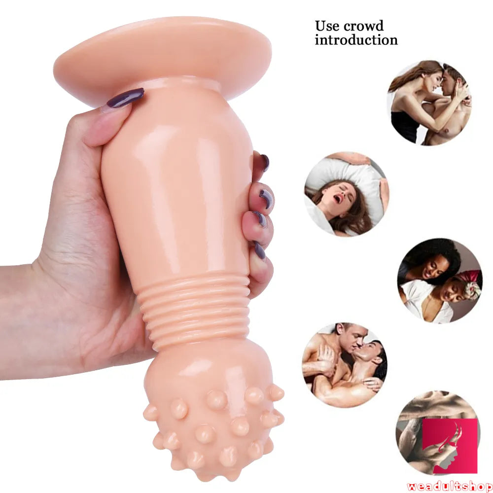 7.87in Black Women Anal Spiked Dildo SM Butt Plug With Thorn