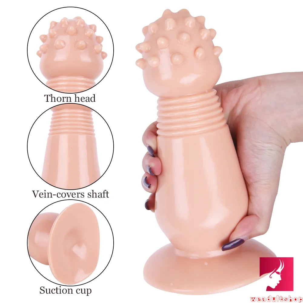 7.87in Black Women Anal Spiked Dildo SM Butt Plug With Thorn