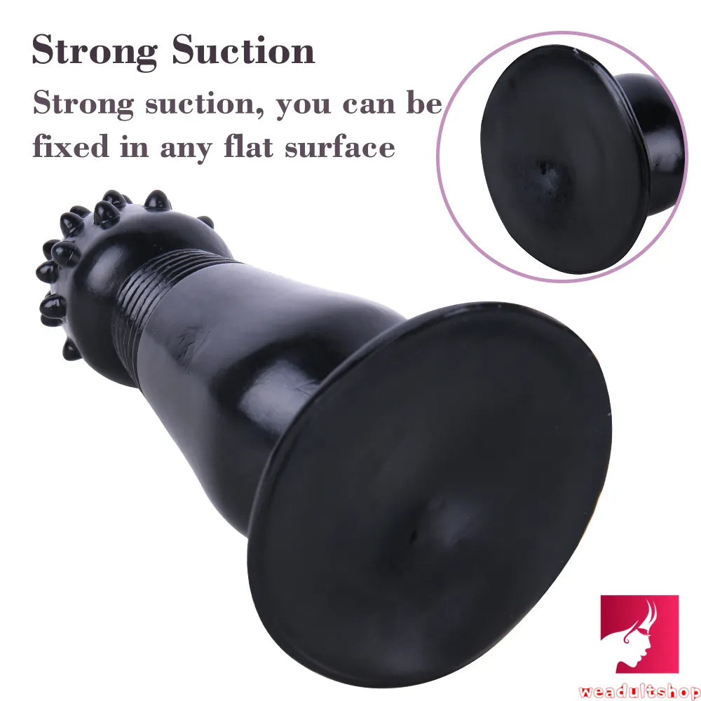 7.87in Black Women Anal Spiked Dildo SM Butt Plug With Thorn