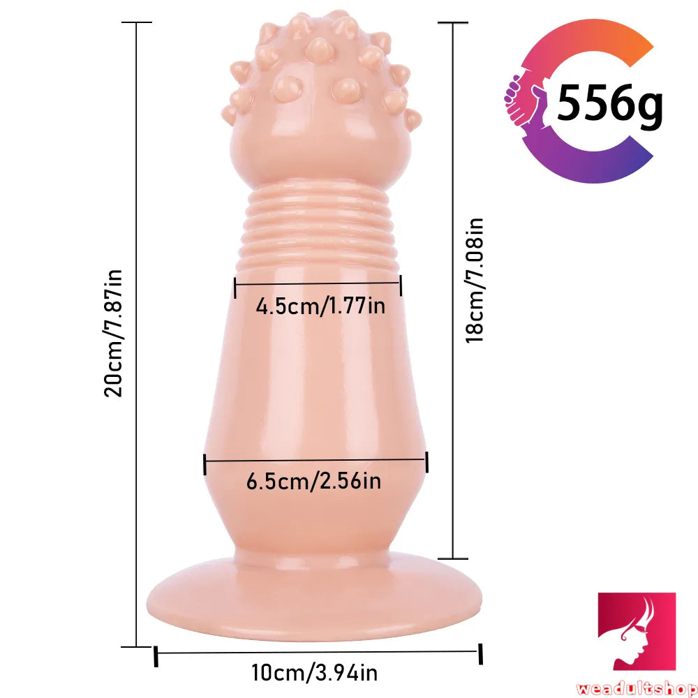 7.87in Black Women Anal Spiked Dildo SM Butt Plug With Thorn