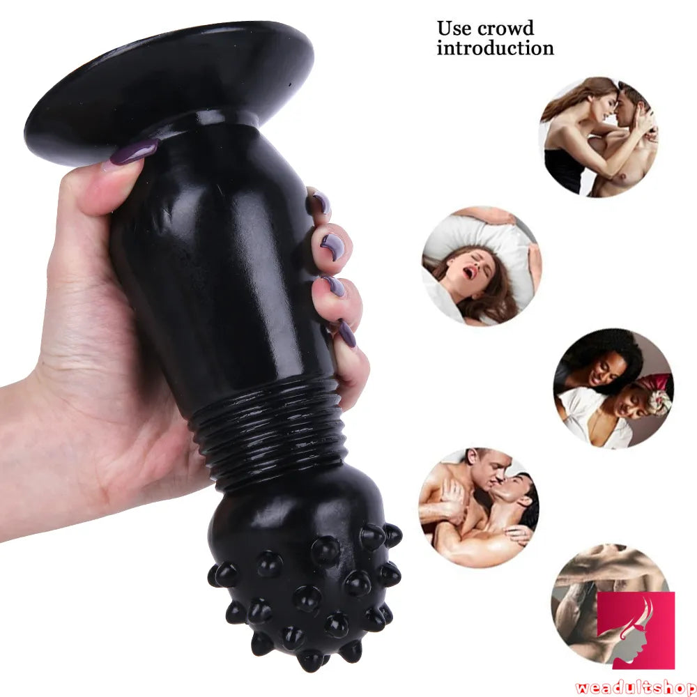 7.87in Black Women Anal Spiked Dildo SM Butt Plug With Thorn