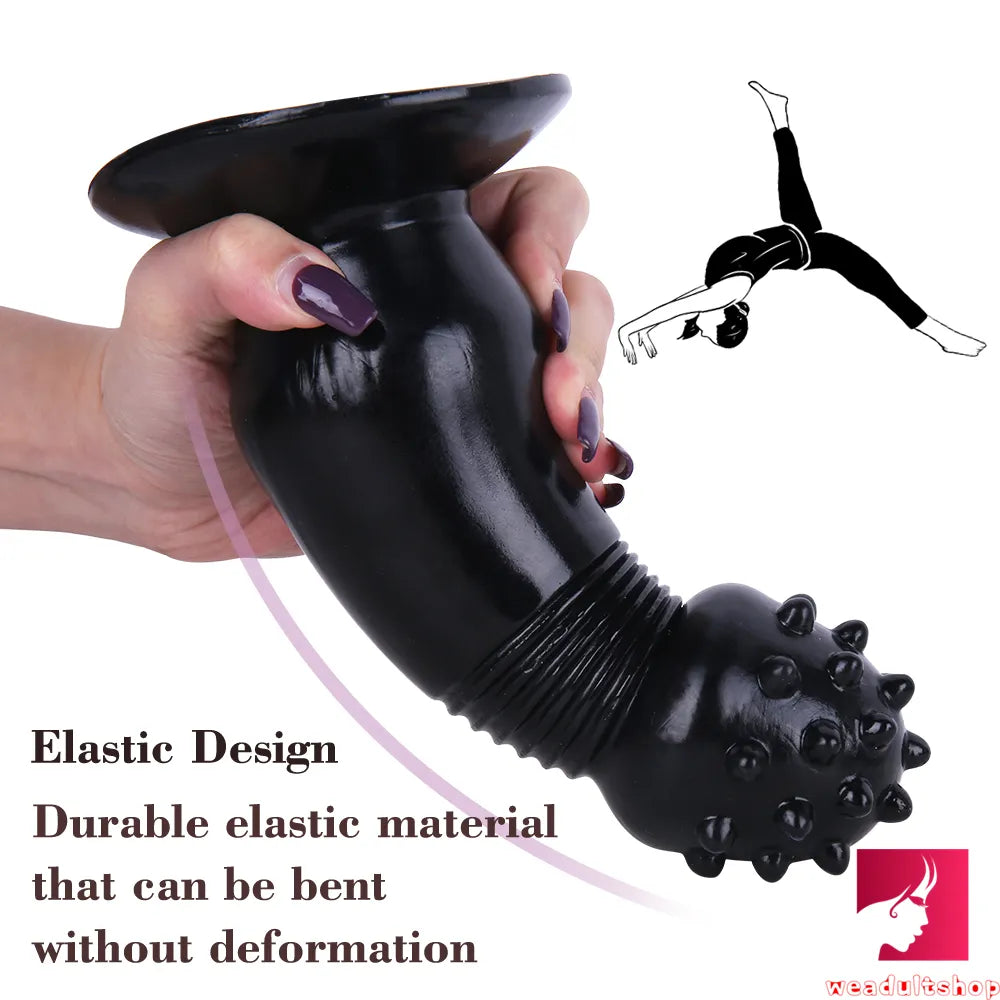 7.87in Black Women Anal Spiked Dildo SM Butt Plug With Thorn