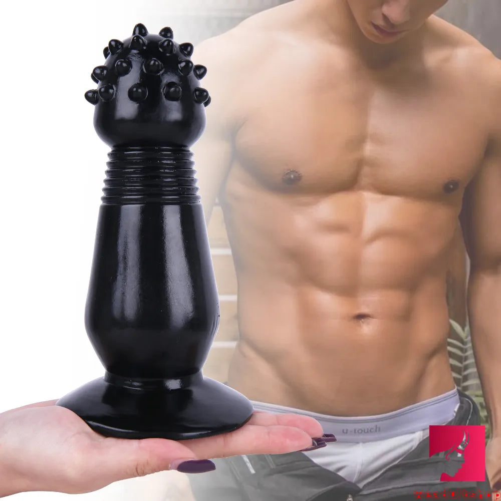 7.87in Black Women Anal Spiked Dildo SM Butt Plug With Thorn