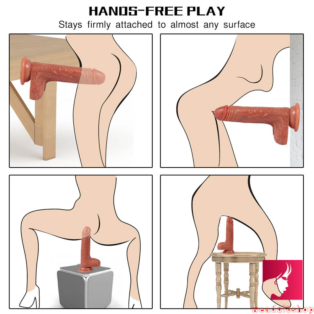 7.09in Straight Guys Using Dildo Vivid Glans Sex Toy With Blue Veins