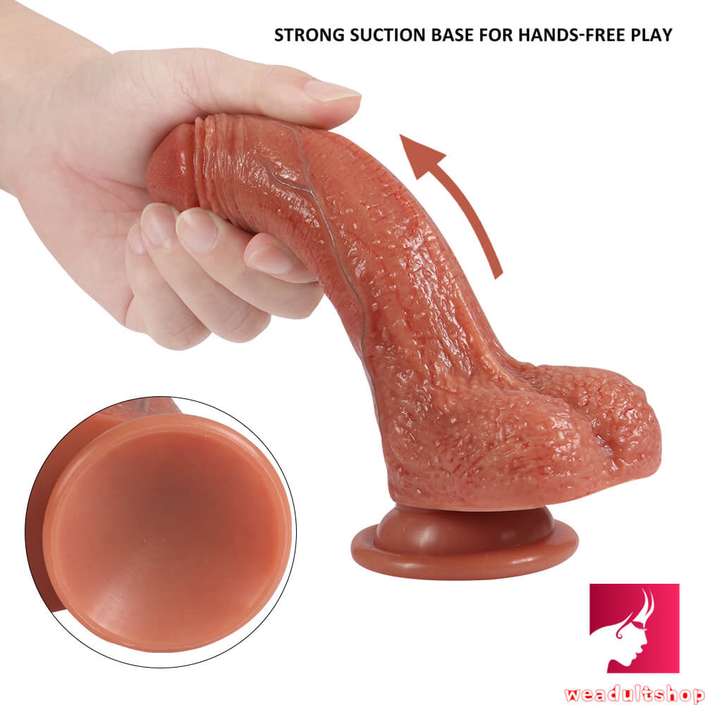 7.09in Straight Guys Using Dildo Vivid Glans Sex Toy With Blue Veins