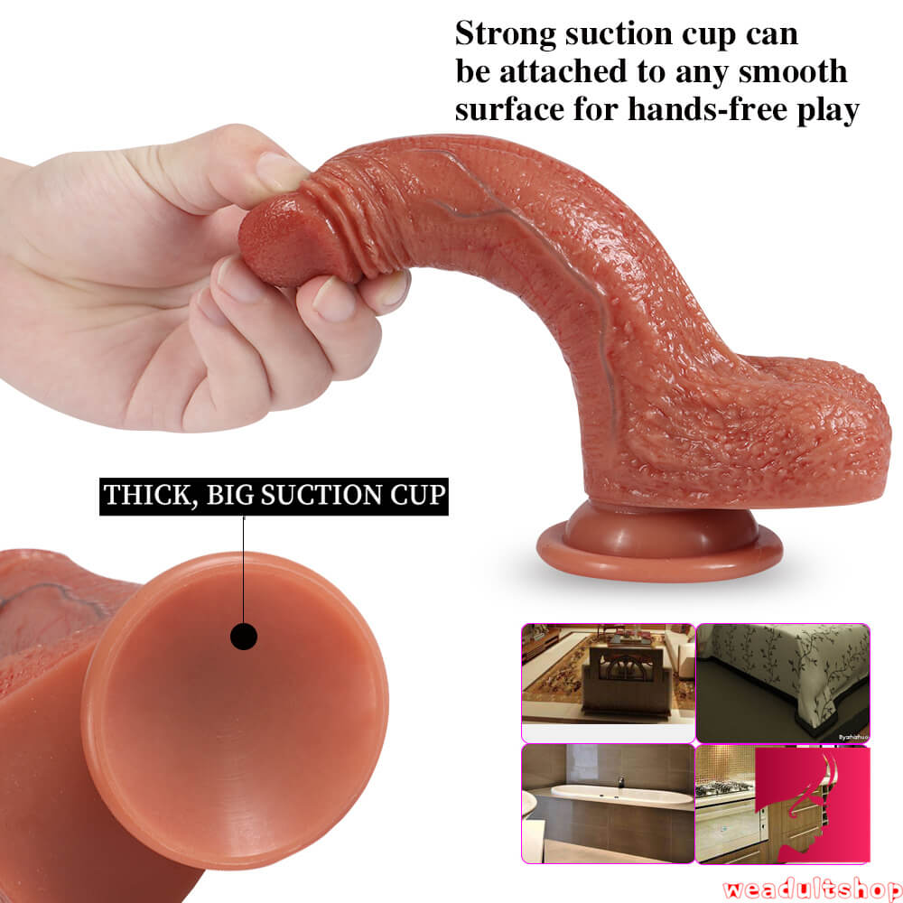 7.09in Straight Guys Using Dildo Vivid Glans Sex Toy With Blue Veins