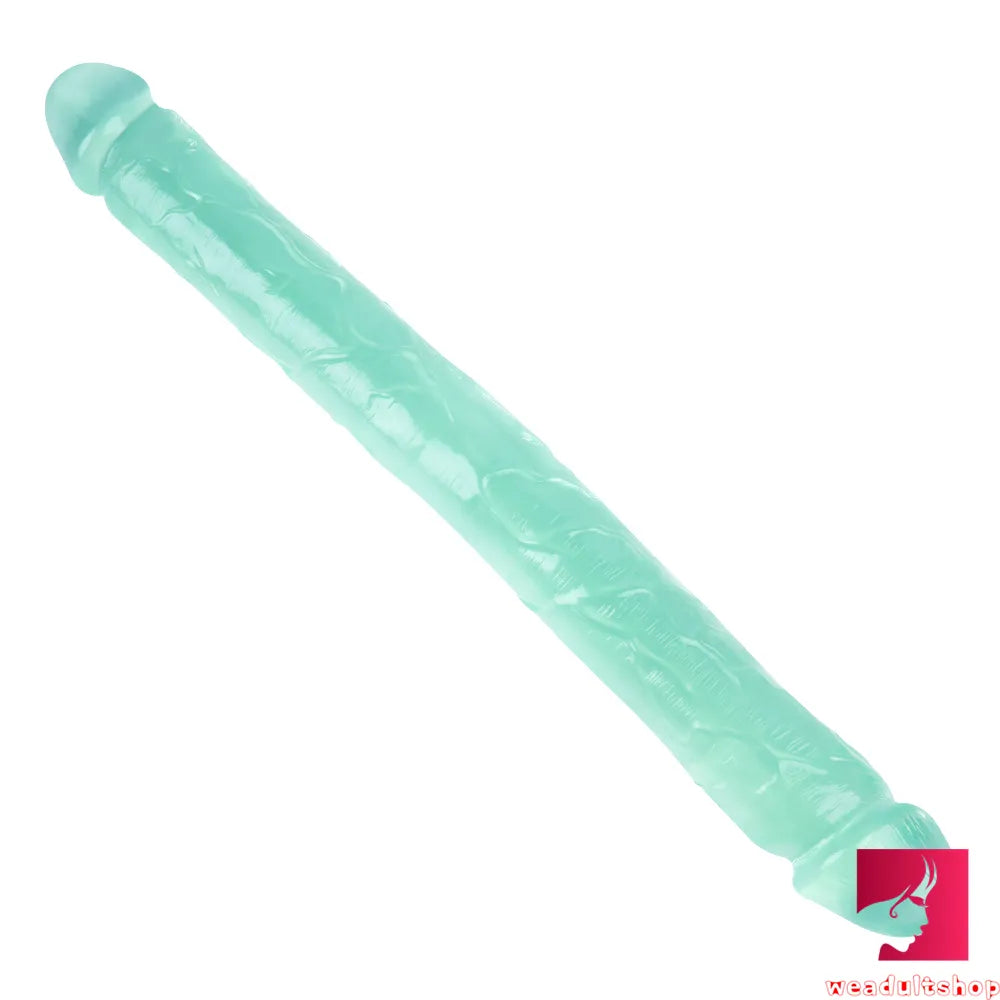 18.11in Long Skinny Dildo Smooth Double Soft Silicone Kiss Sex Toy weadultshop