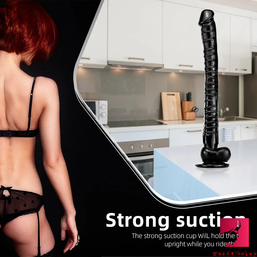 16.5in Super Long Big Dildo With Base For Hands-free Play