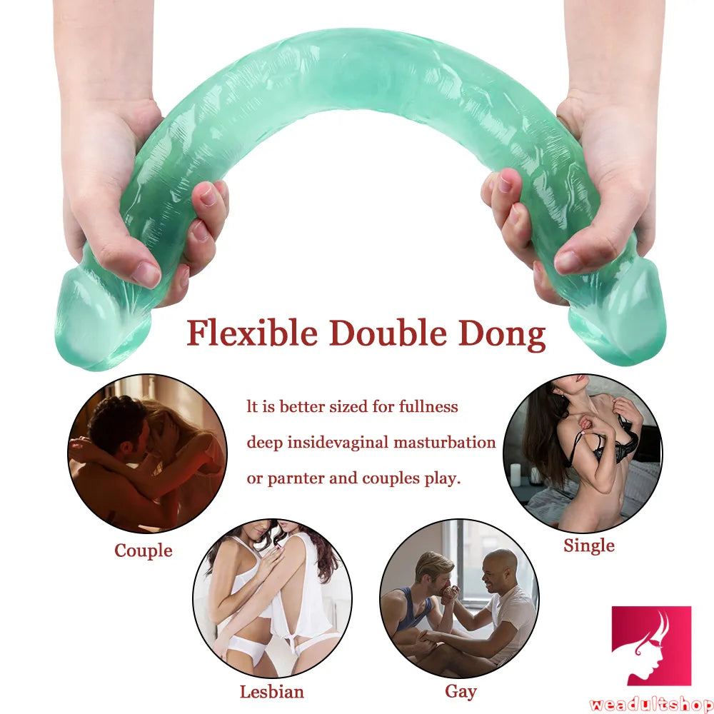 18.11in Long Skinny Dildo Smooth Double Soft Silicone Kiss Sex Toy weadultshop