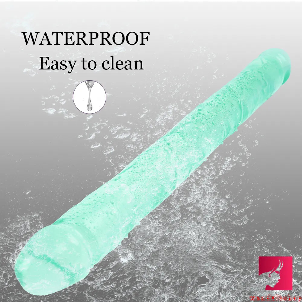 18.11in Long Skinny Dildo Smooth Double Soft Silicone Kiss Sex Toy weadultshop