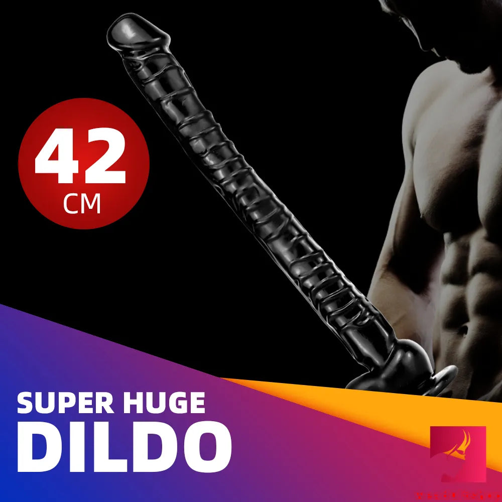 16.5in Super Long Big Dildo With Base For Hands-free Play