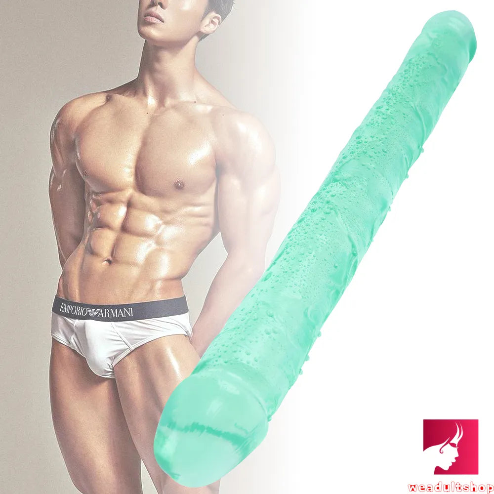 18.11in Long Skinny Dildo Smooth Double Soft Silicone Kiss Sex Toy weadultshop