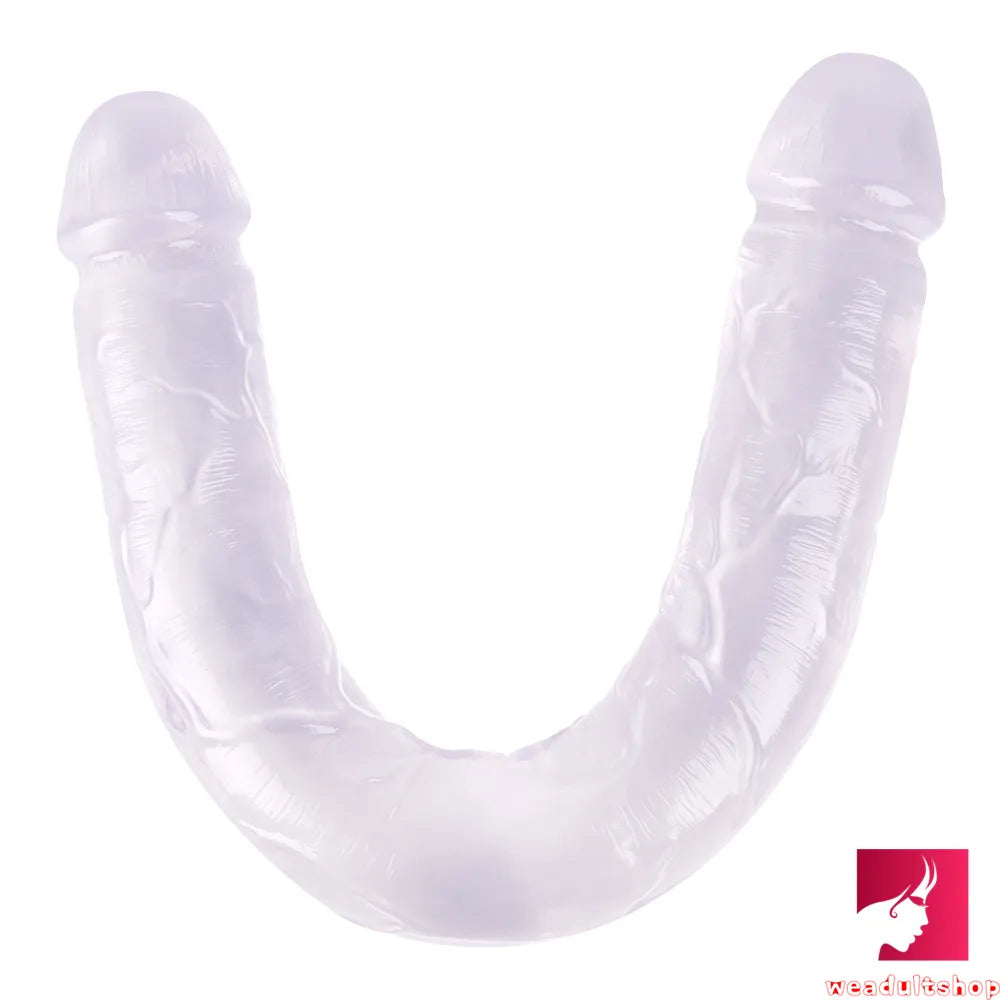 18.11in Long Skinny Dildo Smooth Double Soft Silicone Kiss Sex Toy weadultshop