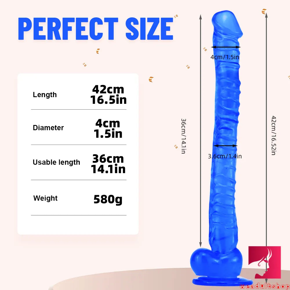 16.5in Super Long Big Dildo With Base For Hands-free Play