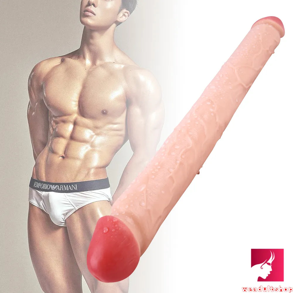 18.11in Long Skinny Dildo Smooth Double Soft Silicone Kiss Sex Toy weadultshop