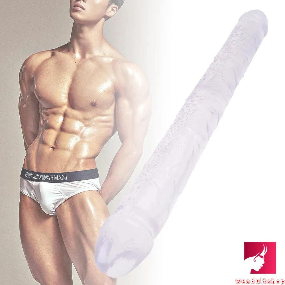 18.11in Long Skinny Dildo Smooth Double Soft Silicone Kiss Sex Toy weadultshop