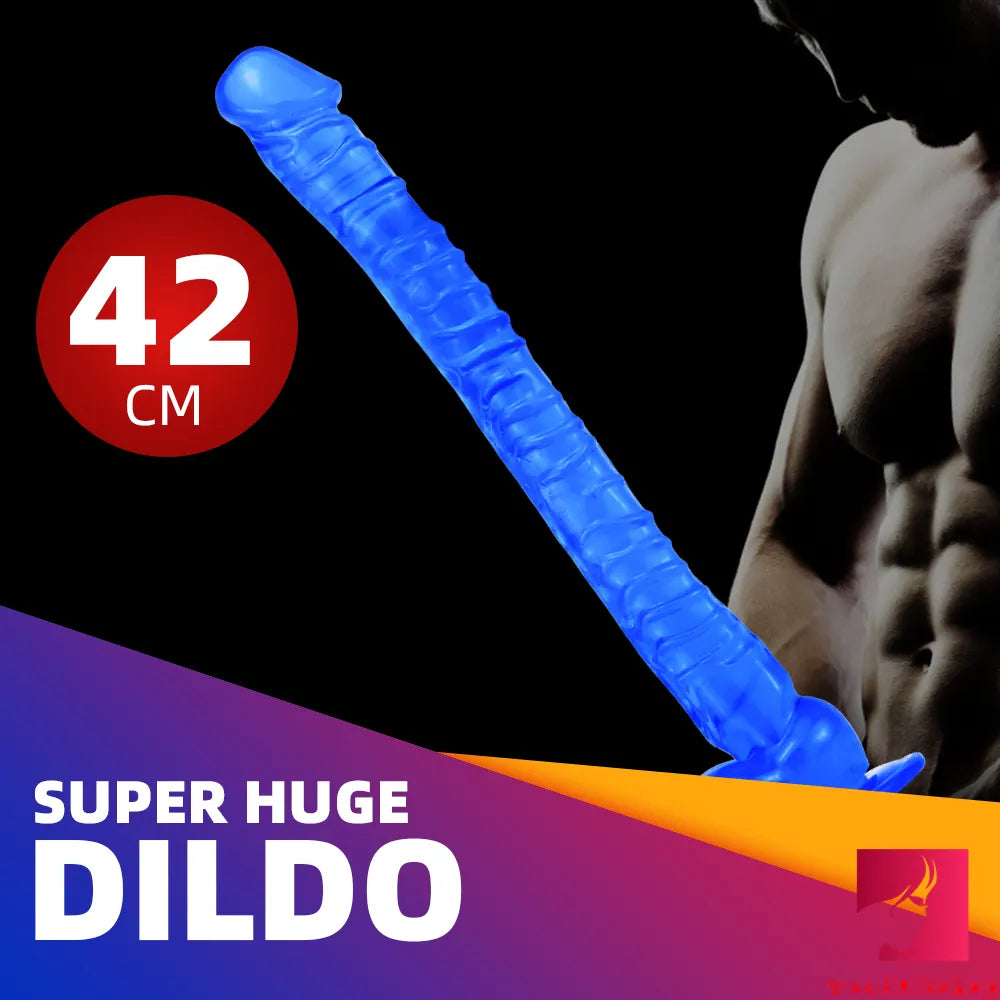 16.5in Super Long Big Dildo With Base For Hands-free Play