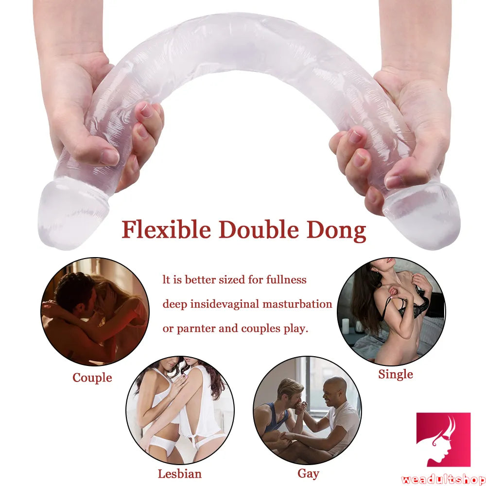 18.11in Long Skinny Dildo Smooth Double Soft Silicone Kiss Sex Toy weadultshop
