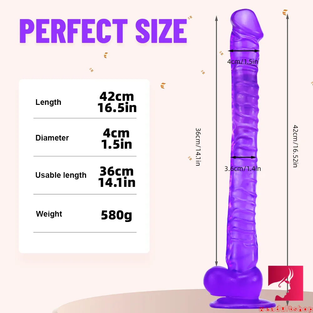 16.5in Super Long Big Dildo With Base For Hands-free Play