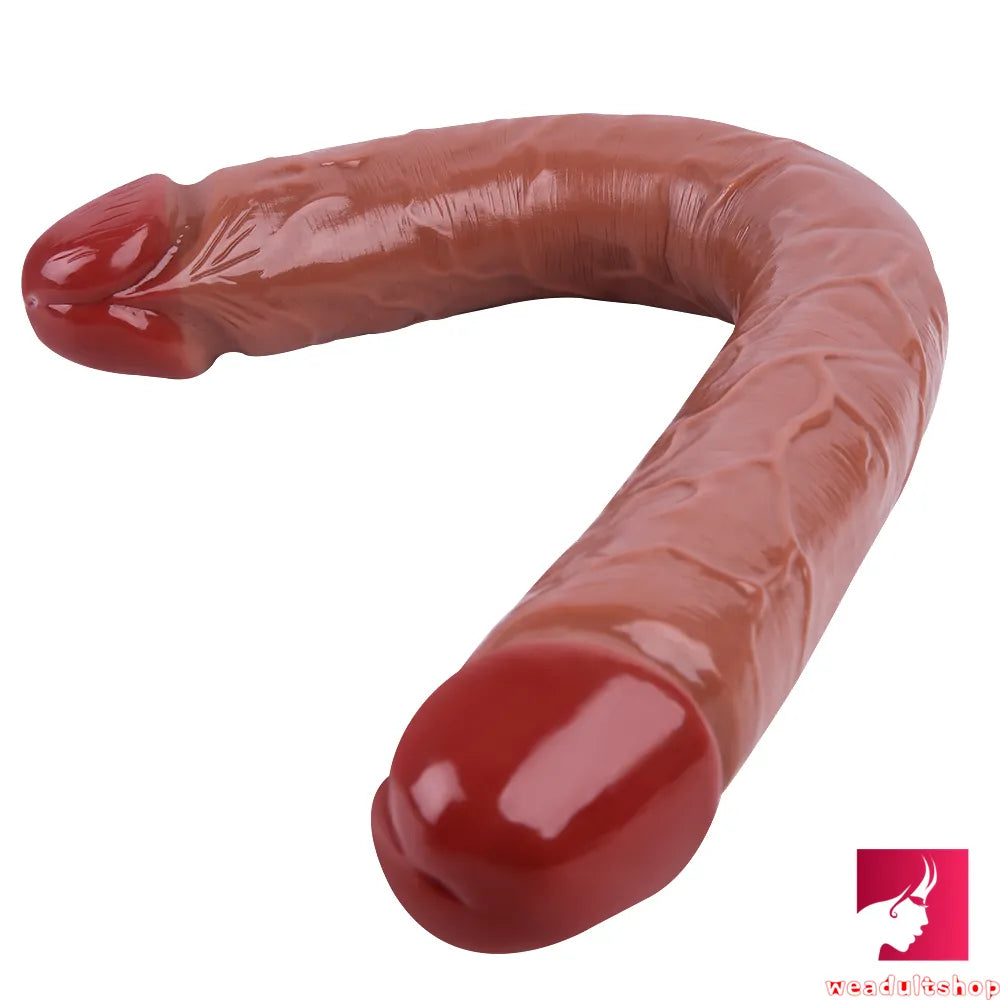 18.11in Long Skinny Dildo Smooth Double Soft Silicone Kiss Sex Toy weadultshop