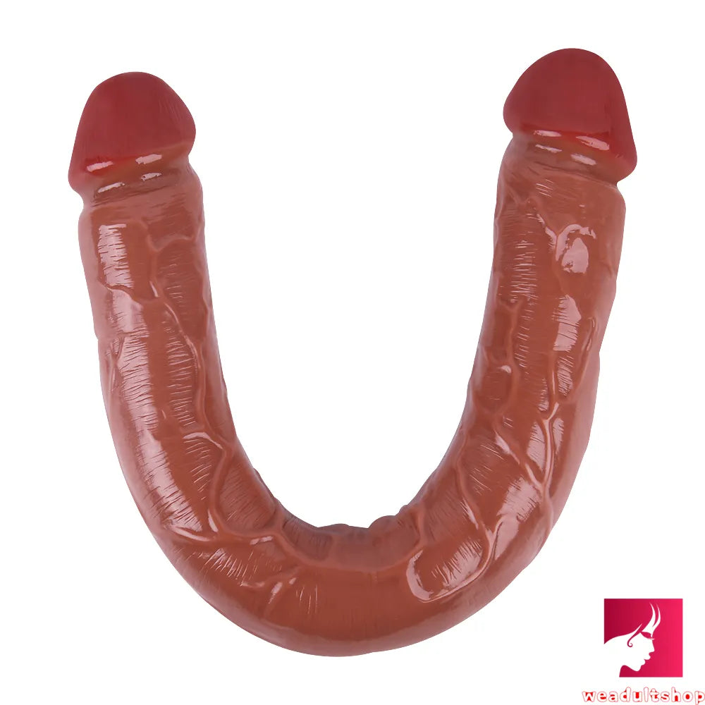 18.11in Long Skinny Dildo Smooth Double Soft Silicone Kiss Sex Toy weadultshop