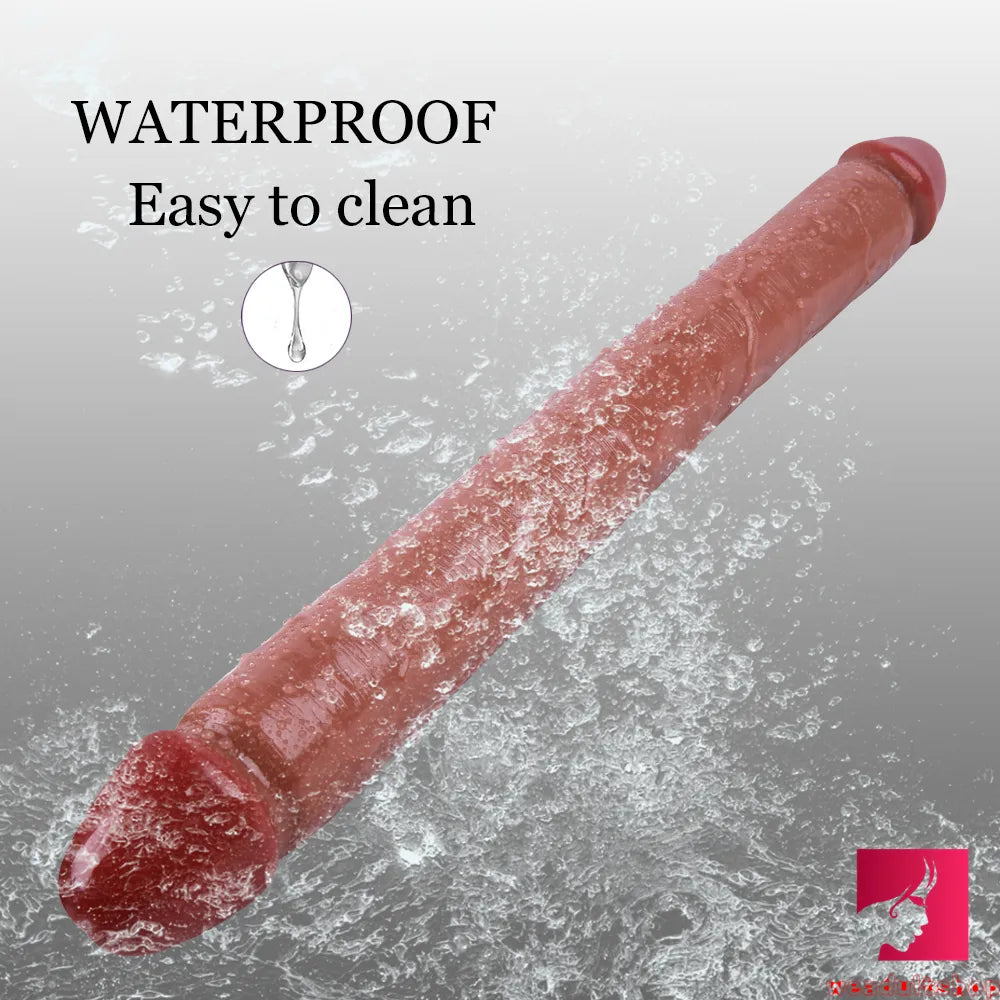 18.11in Long Skinny Dildo Smooth Double Soft Silicone Kiss Sex Toy weadultshop