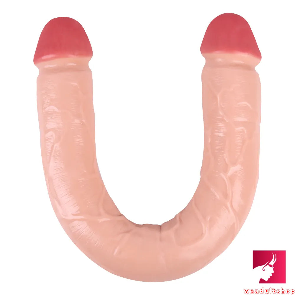 18.11in Long Skinny Dildo Smooth Double Soft Silicone Kiss Sex Toy weadultshop