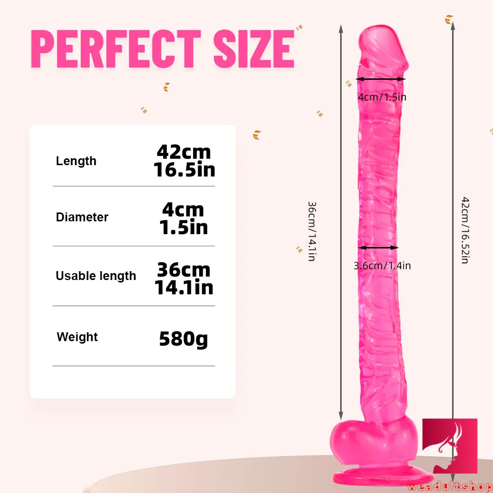 16.5in Super Long Big Dildo With Base For Hands-free Play