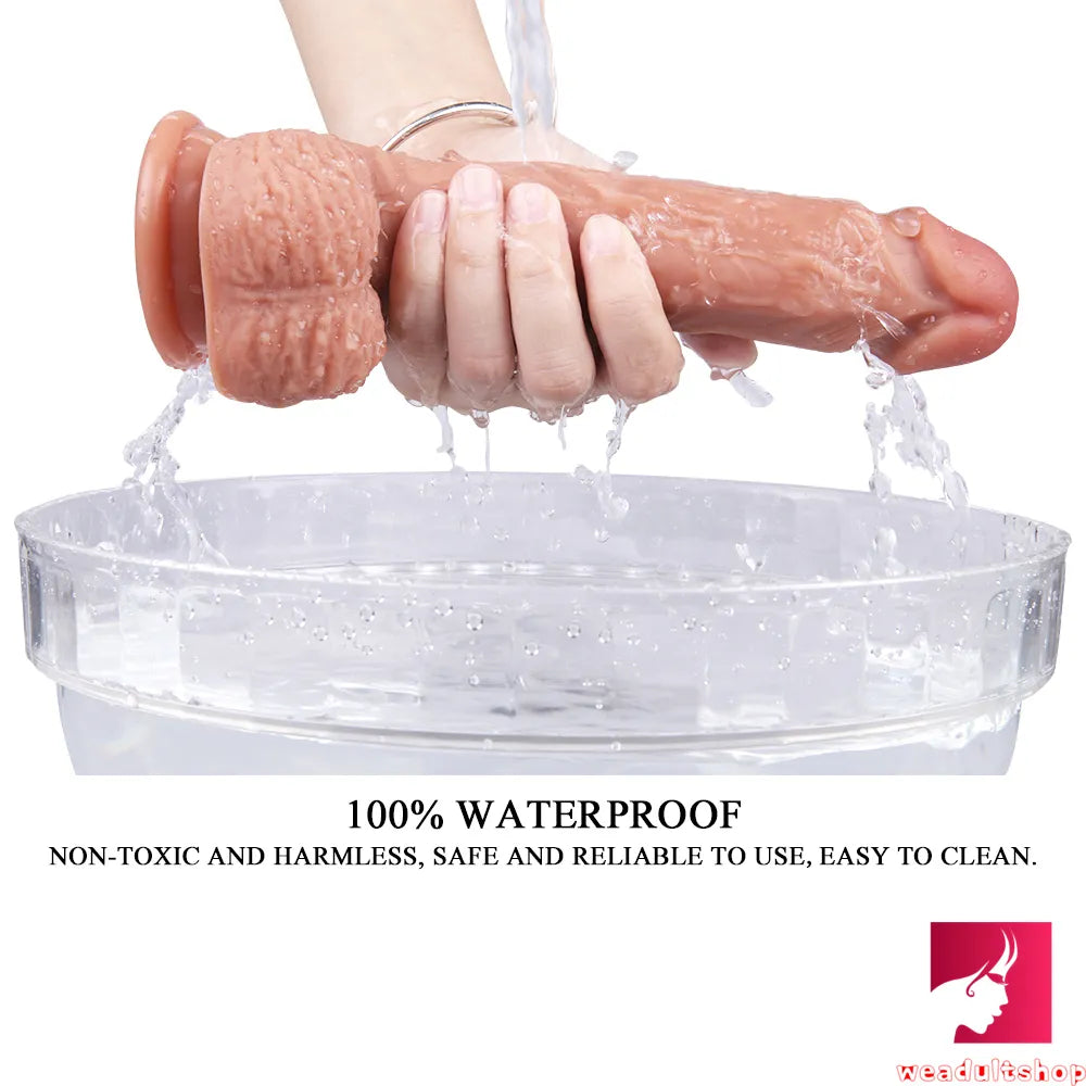 8.66in Realistic Glans Dildo With Blue Veins Lifelike Testicles